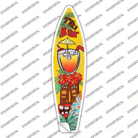 Tiki Bar With Drink Novelty Surfboard Sticker Decal Small