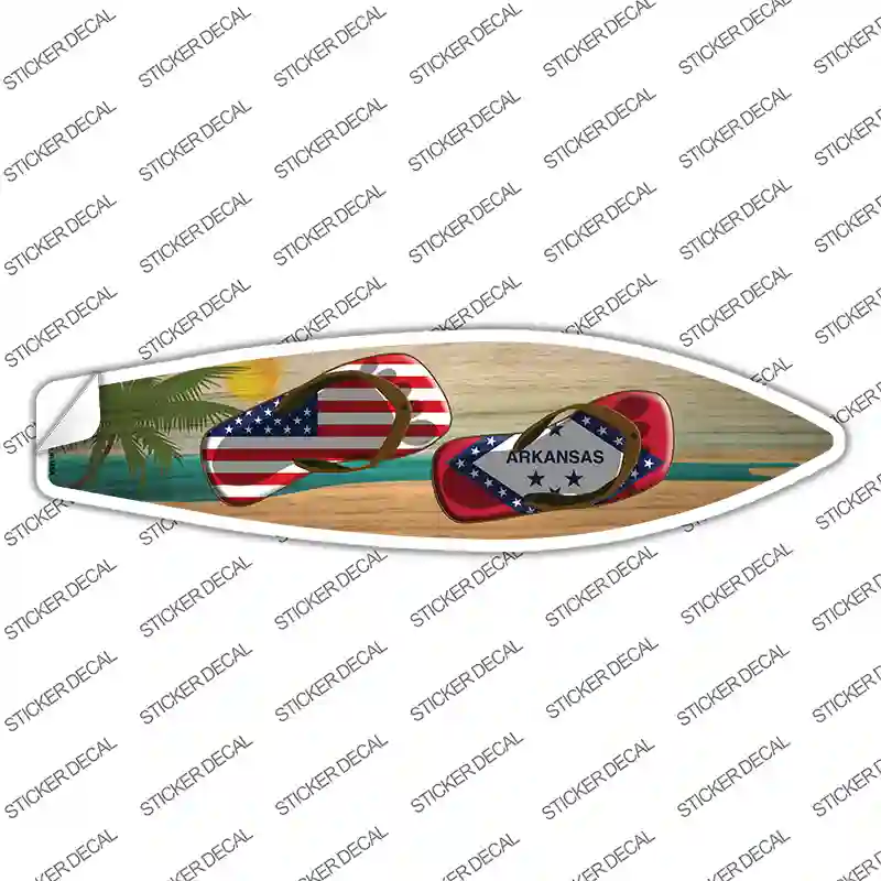 Arkansas Flag Flip Flop Novelty Surfboard Sticker Decal