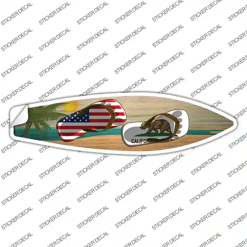 California Flag Flip Flop Novelty Surfboard Sticker Decal Small