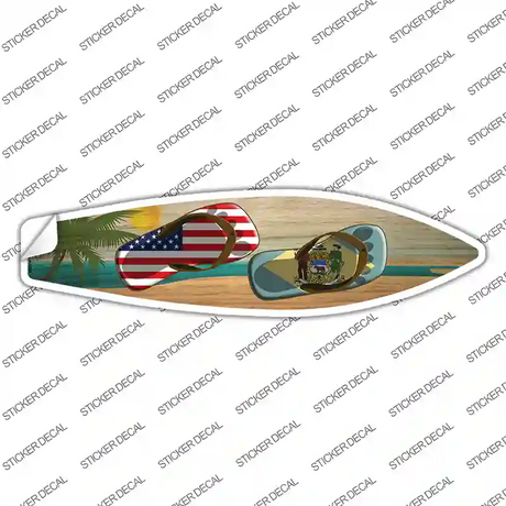 Delaware Flag Flip Flop Novelty Surfboard Sticker Decal