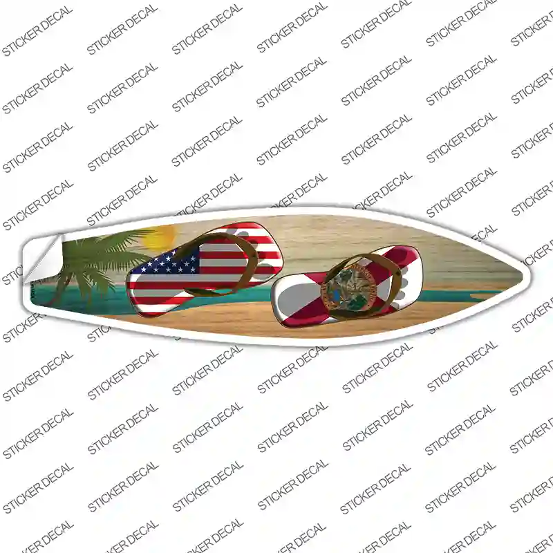 Florida Flag Flip Flop Novelty Surfboard Sticker Decal Small