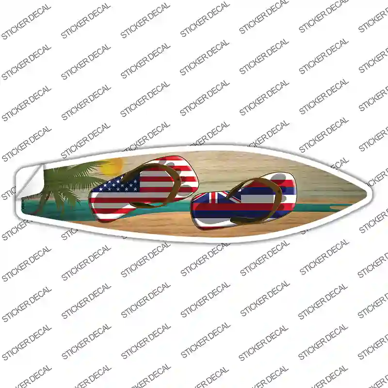 Hawaii Flag Flip Flop Novelty Surfboard Sticker Decal Small