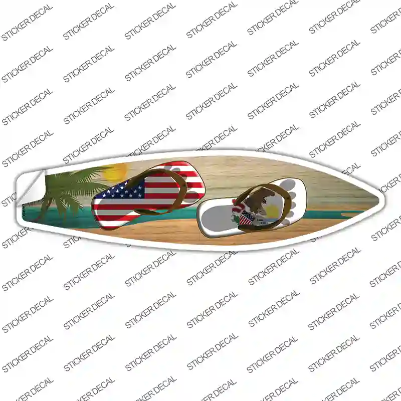 Illinois Flag Flip Flop Novelty Surfboard Sticker Decal Small