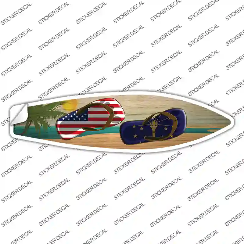 Indiana Flag Flip Flop Novelty Surfboard Sticker Decal
