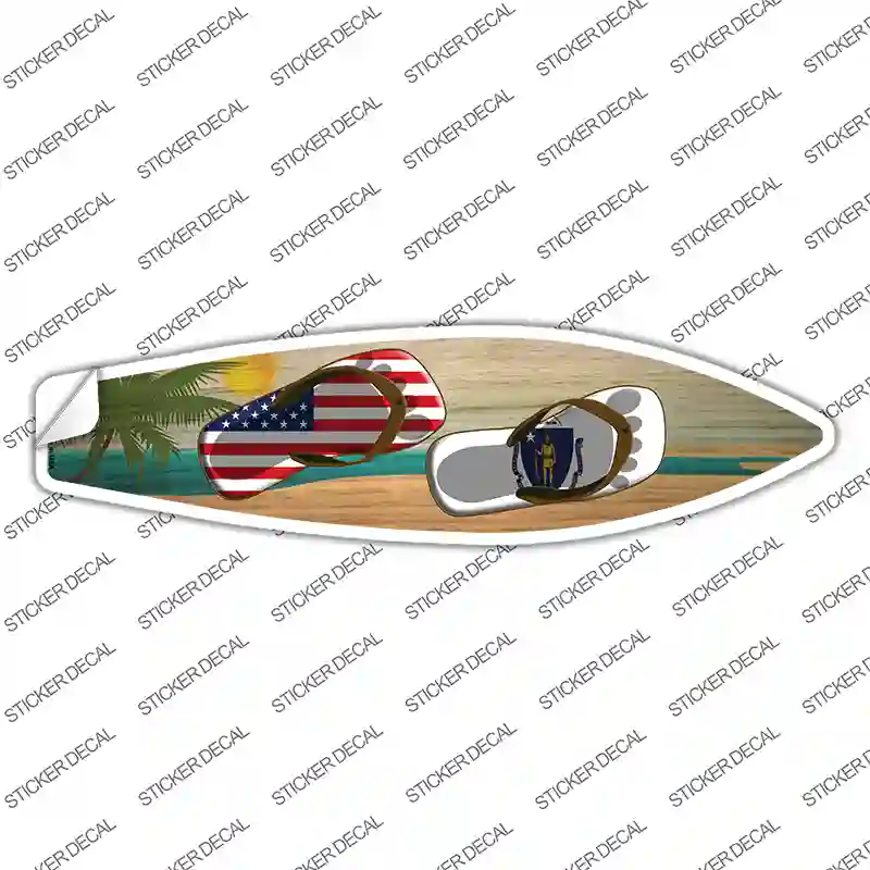 Massachusetts Flag Flip Flop Novelty Surfboard Sticker Decal Small