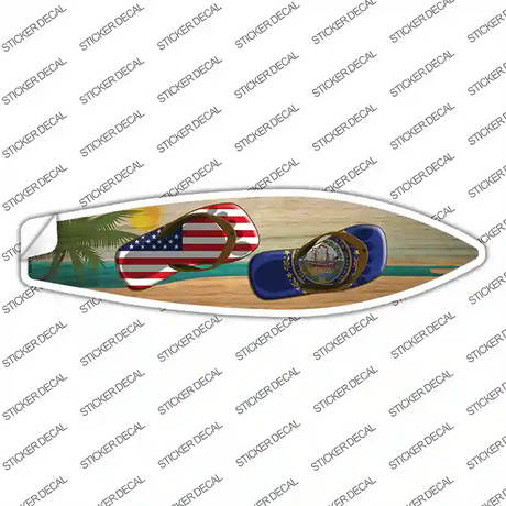 New Hampshire Flag Flip Flop Novelty Surfboard Sticker Decal Small