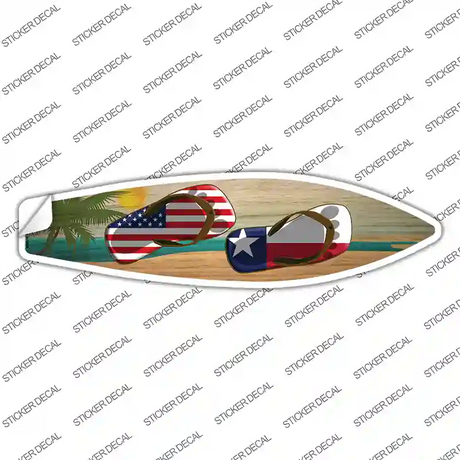 Texas Flag Flip Flop Novelty Surfboard Sticker Decal Small