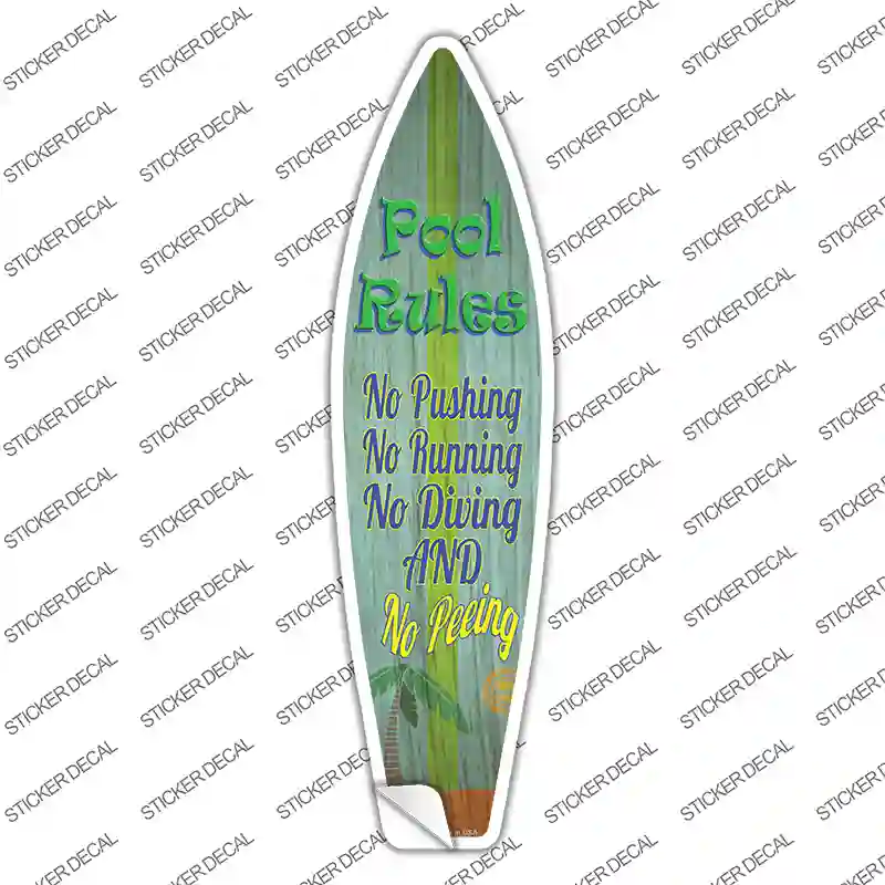 Pool Rules No Peeing Novelty Surfboard Sticker Decal Small