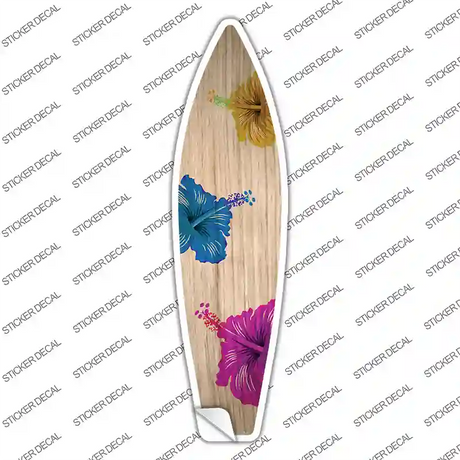 Colored Hawaiian Flowers Novelty Surfboard Sticker Decal Small