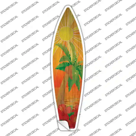 Tree And Flowers Sunset Novelty Surfboard Sticker Decal Small