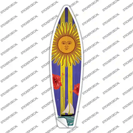 Sailboat With Sun And Yellow Stripes Novelty Surfboard Sticker Decal Small