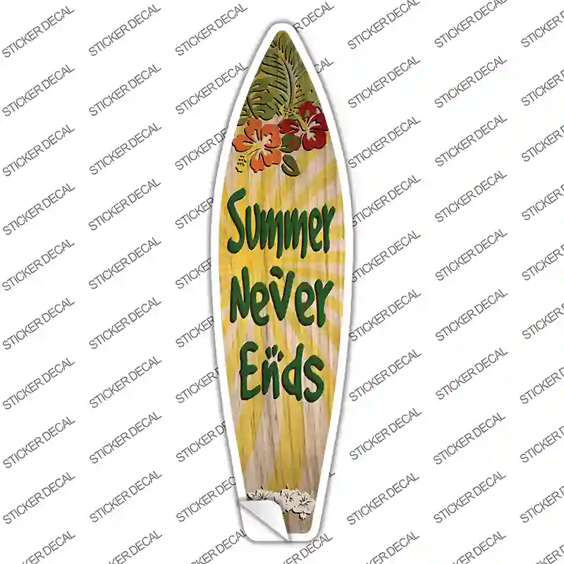 Summer Never Ends Novelty Surfboard Sticker Decal