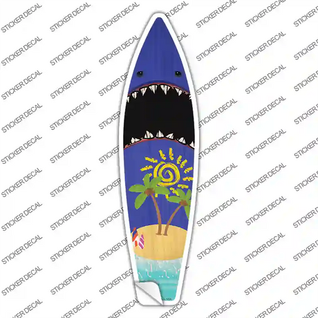 Shark And Beach Novelty Surfboard Sticker Decal Small