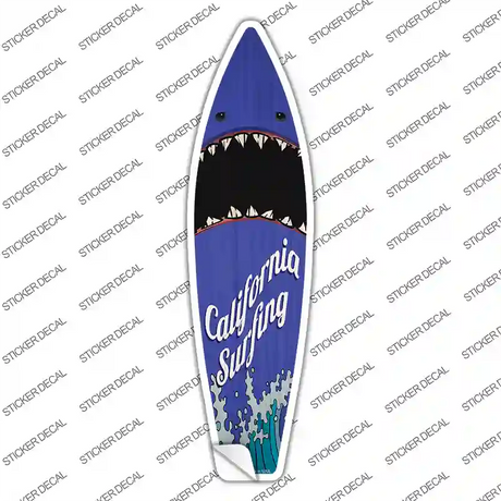 California Surfing Shark Novelty Surfboard Sticker Decal Small