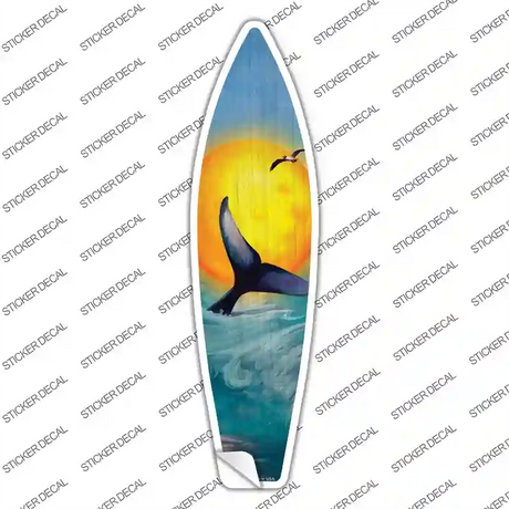 Whale And Sunset Novelty Surfboard Sticker Decal Small