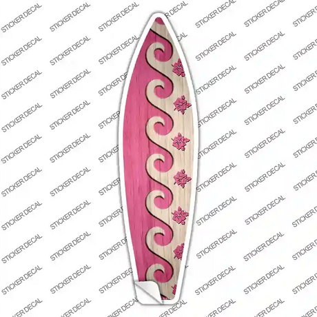 Pink Waves And Flowers Novelty Surfboard Sticker Decal Small