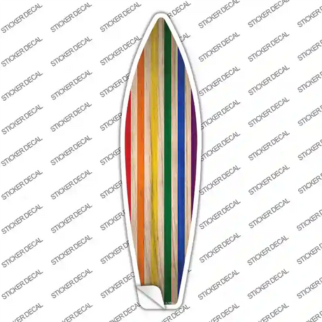 Rainbow Striped Novelty Surfboard Sticker Decal Small