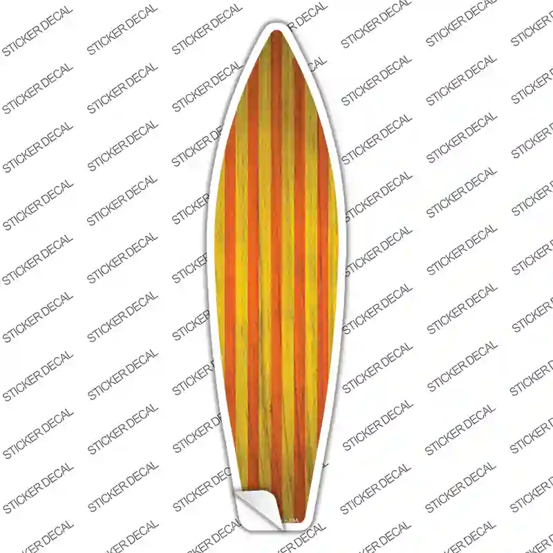 Orange And Yellow Striped Novelty Surfboard Sticker Decal