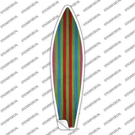 Red Green Blue And Purple Striped Novelty Surfboard Sticker Decal Small