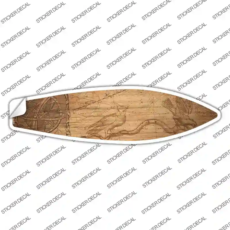 Map Drawing With Birds Novelty Surfboard Sticker Decal