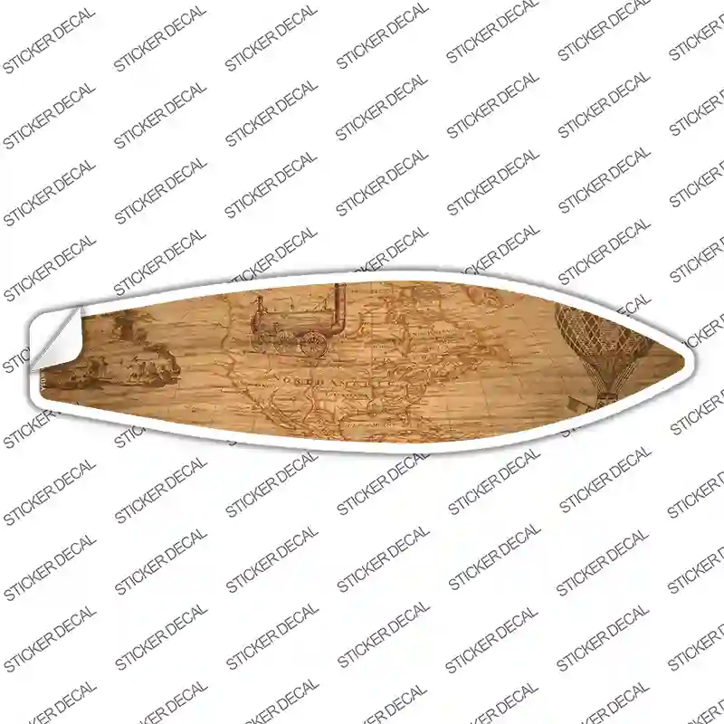 Vintage Map With Train Novelty Surfboard Sticker Decal