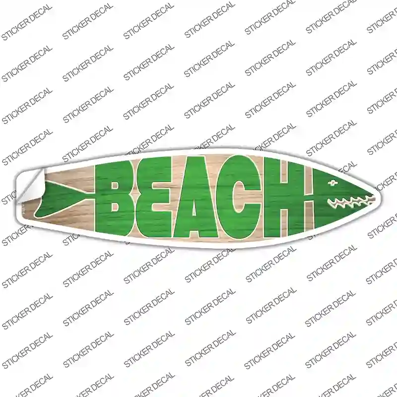 Green Beach Novelty Surfboard Sticker Decal