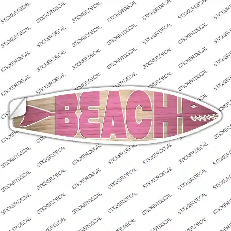Pink Beach Novelty Surfboard Sticker Decal