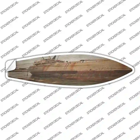 Rusty Boat Hull In Water Novelty Surfboard Sticker Decal Small