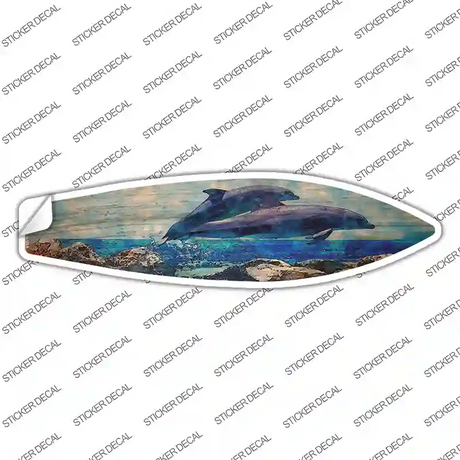 Dolphins Jumping Novelty Surfboard Sticker Decal Small