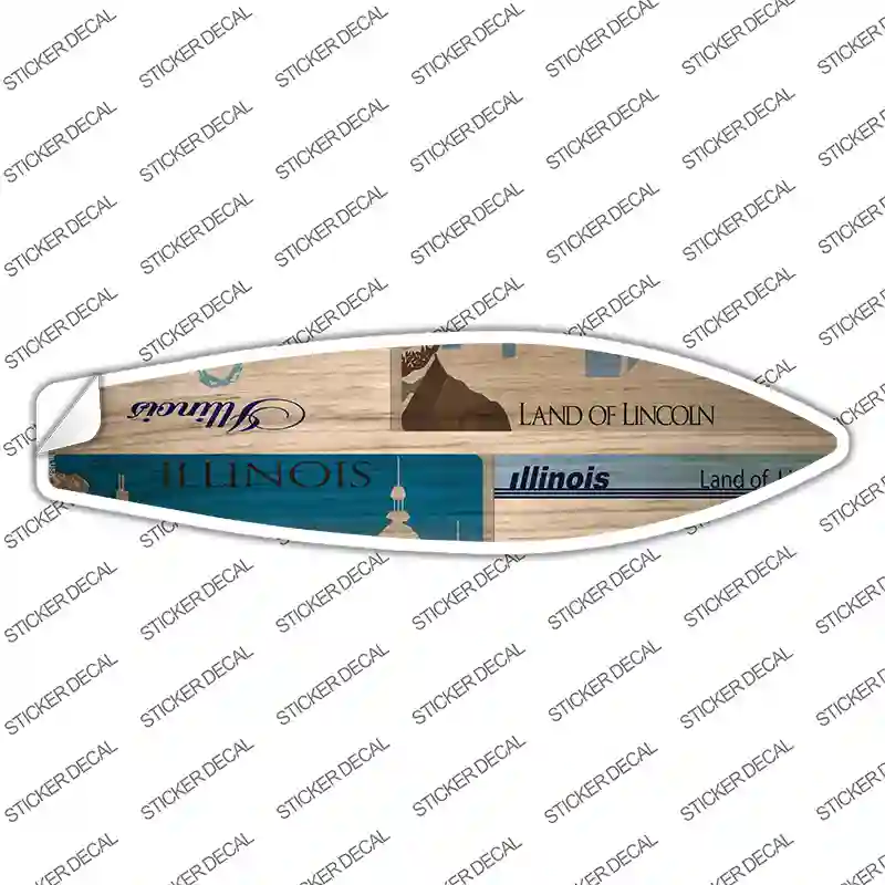 Illinois License Plate Novelty Surfboard Sticker Decal
