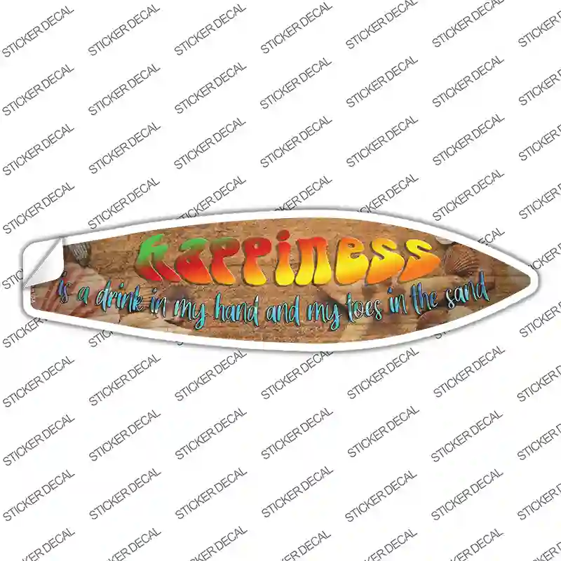 Happiness Drink In Hand Novelty Surfboard Sticker Decal