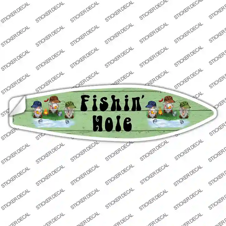 Fishing Hole Six Camo Gnomes Novelty Surfboard Sticker Decal Small