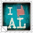 I Love Alabama Novelty Square Sticker Decal Small