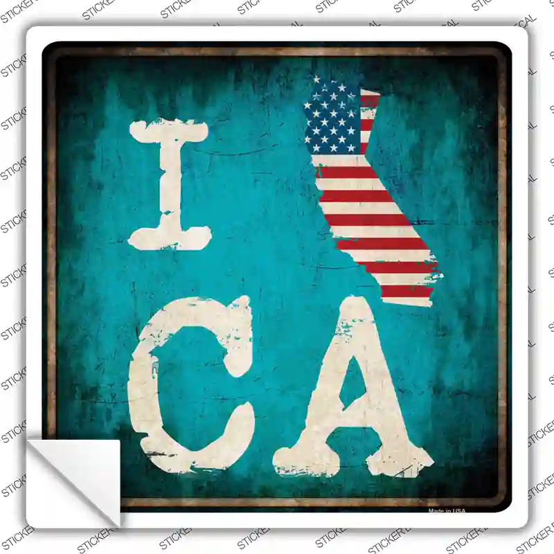 I Love California Novelty Square Sticker Decal Small