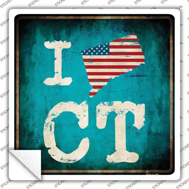 I Love Connecticut Novelty Square Sticker Decal Small