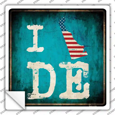 I Love Delaware Novelty Square Sticker Decal Small