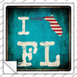 I Love Florida Novelty Square Sticker Decal Small