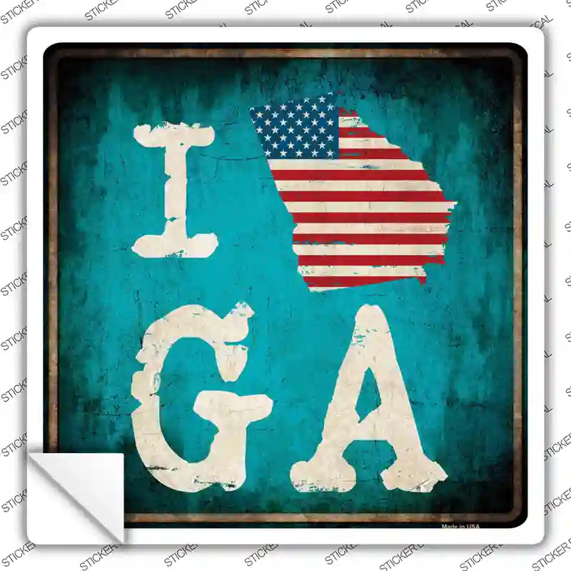 I Love Georgia Novelty Square Sticker Decal Small