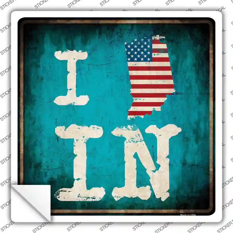 I Love Indiana Novelty Square Sticker Decal Small