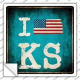 I Love Kansas Novelty Square Sticker Decal Small