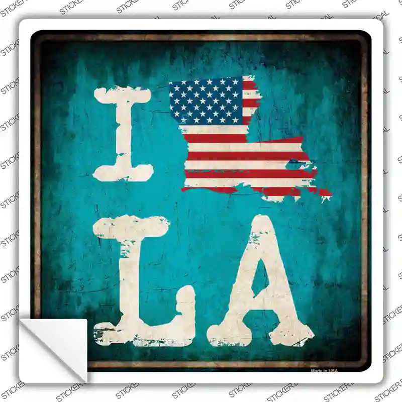 I Love Louisiana Novelty Square Sticker Decal