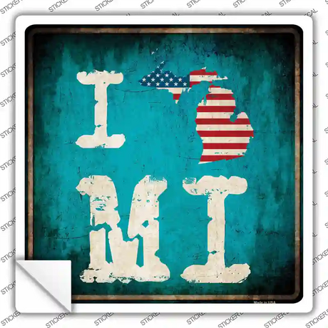 I Love Michigan Novelty Square Sticker Decal Small