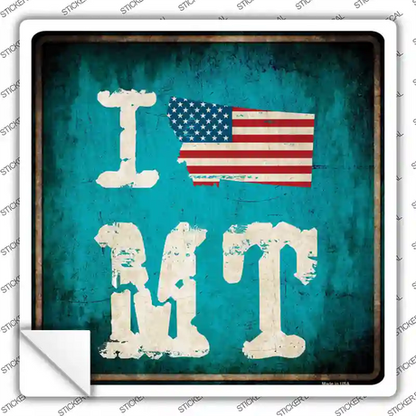 I Love Montana Novelty Square Sticker Decal Small