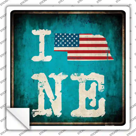 I Love Nebraska Novelty Square Sticker Decal Small