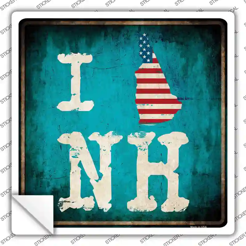 I Love New Hampshire Novelty Square Sticker Decal Small