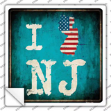 I Love New Jersey Novelty Square Sticker Decal Small