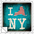 I Love New York Novelty Square Sticker Decal Small