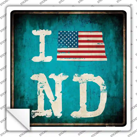 I Love North Dakota Novelty Square Sticker Decal Small