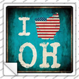 I Love Ohio Novelty Square Sticker Decal Small