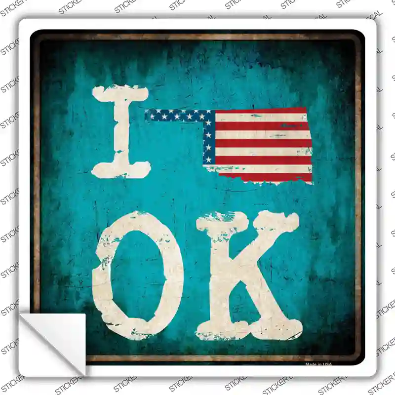 I Love Oklahoma Novelty Square Sticker Decal Small